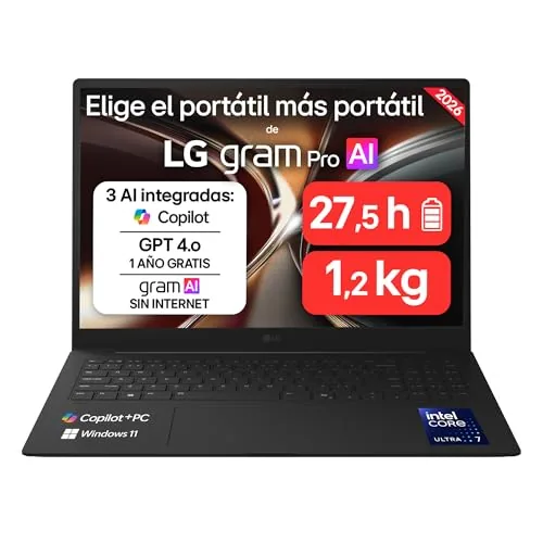 LG gram Pro 16Z90U-G.AU85BN - Ordenador Portátil, 32 GB RAM de LG en Ordenador personal