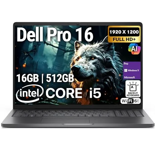Dell Pro 16 PC16250 (sustituye a Latitude 3550) 16 pulgadas WUXGA Display Business Laptop