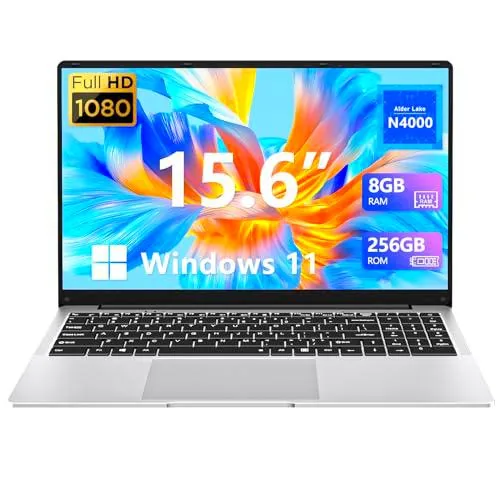 KAQIMOCI Ordenador Portátide 15,6 Pulgadas, RAM LPDDR4 6 GB Celeron N4000 SSD 256 GB