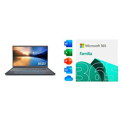 MSI Prestige 14 A11SC-005XES - Ordenador portátil de 14" FullHD (Intel Core i7-1185G7 + Microsoft 365 Familia | Código de activación de MSI