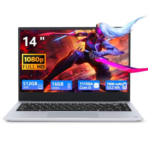 Ekonavi Ordenador Portátil de Metal, Core i3-1115G4 CPU 16 GB RAM 512 GB SSD