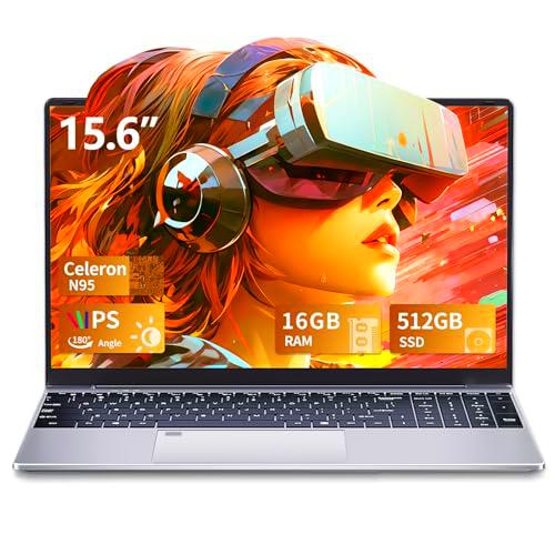 15,6" Portátil 16GB DDR4 512GB SSD, Ordenador portátil N95 CPU