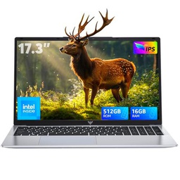 ACEMAGIC Ordenador portatil 17,3 Pulgadas Portatil 16 GB Ram DDR4 512 GB SSD Expansión 2TB,Cámara 1280 * 800 3*USB3.2,BT5.0,HDM,WiFi,Portátil