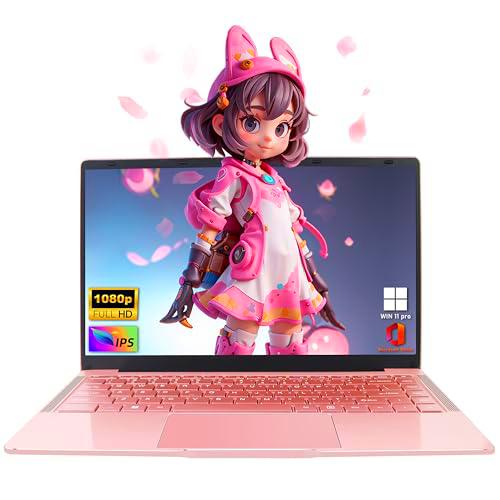 Amita [Windows 11&amp;Office 2019] Ordenador portátil de 14 pulgadas oro rosa FHD IPS pantalla Celeron J4125 8 GB DDR4