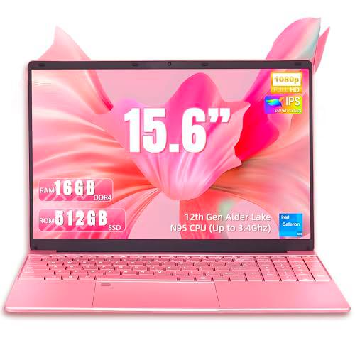 Amita Ordenador portátil rosa de 15,6", 12.Gen N95 (hasta 3,4 GHz)