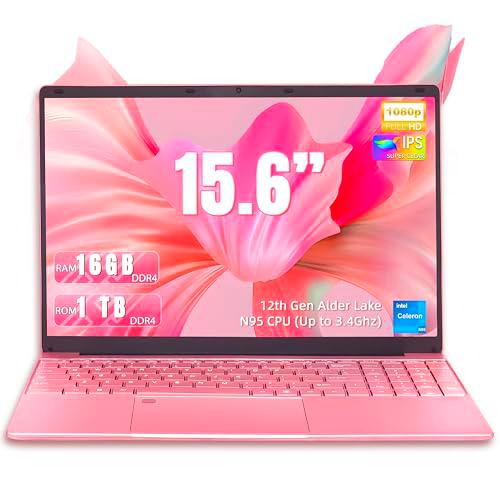 Amita Ordenador portátil rosa de 15,6", 12.Gen N95 (hasta 3,4 GHz)
