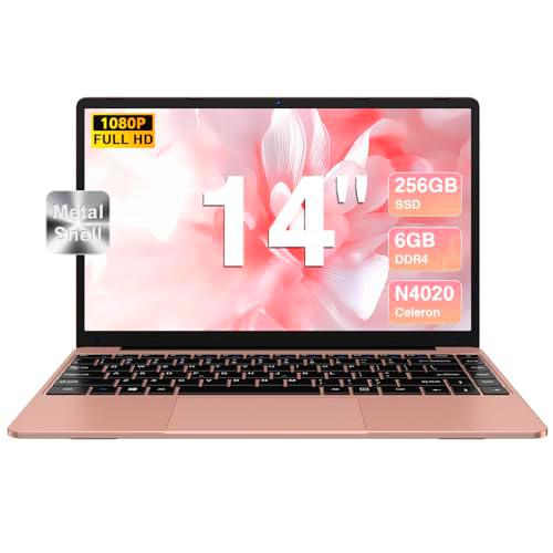 bvate Ordenador Portátil 14", 6GB+256GB SSD N4020(hasta 2.8Ghz) 2-Core Win 11 PC 1920x1080 FHD Dual WiFi BT 4.2 Soporta 1TB SSD Expansión con Ratón Inalámbrico para Trabajo-Estudio-Aprendizaje-Oro-B