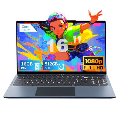 Ordenador Portátil de 16 pulgadas, portátil Core i5-8210Y procesador 16 GB RAM 512 GB SSD