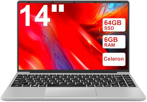 WOZIFAN Ordenador portátil Win10 N4020 Up to 2.8Ghz 64GB Admite expansión SSD 1TB 14" Portátiles FHD 2.4G+5G WiFi Bluetooth 4.2 Mini HDMI con ratón inalambrico &amp; Pegatinas Teclado Español-Plata