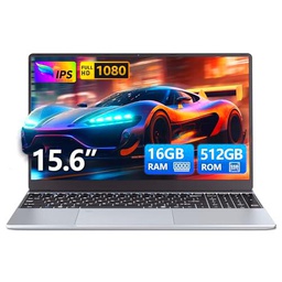 Ordenador Portátil 15,6 pulgadas, 16 GB de RAM 512 GB de SSD CPU Celeron N5095 PC Portatil