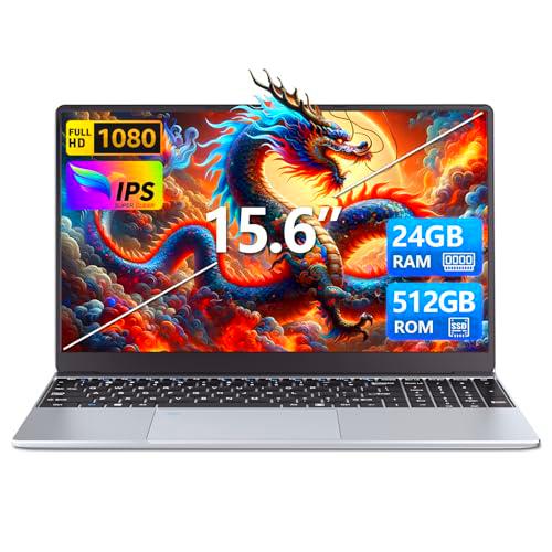 Ordenador Portátil 15,6 pulgadas, 24GB de RAM 512 GB de SSD CPU Celeron N5095 PC Portatil