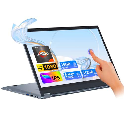 15,6" Ordenador Portátil 2 en 1, PC Portátil AMD R3-3200U CPU