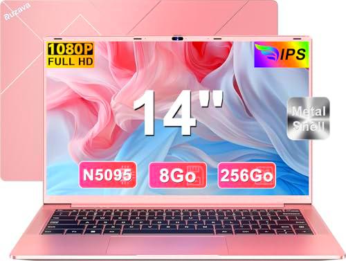 Celeron N5095 - Ordenador portátil de 14 pulgadas (hasta 2,9 GHz) Win11 8GB 256GB SSD Extension1TB 5G WiFi 1920x1080 FHD PC portátil con ratón inalámbrico y AZERTY Membrana del teclado