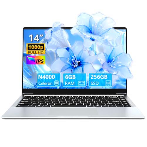 Ordenador Portátil Celeron N4000 de 14,1 pulgadas, PC Portátil 6 GB RAM 256 GB SSD