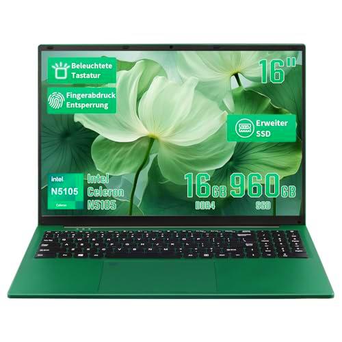 LONGEVINCE Ordenador portátil de 16 pulgadas, procesador Celeron N5105 (hasta 2,9 GHz)