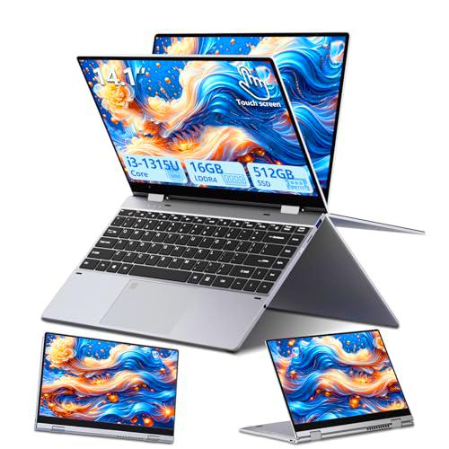 Ordenador Portátil Táctil 2 en 1, PC Portátil 13th Gen Core i3-1315U CPU