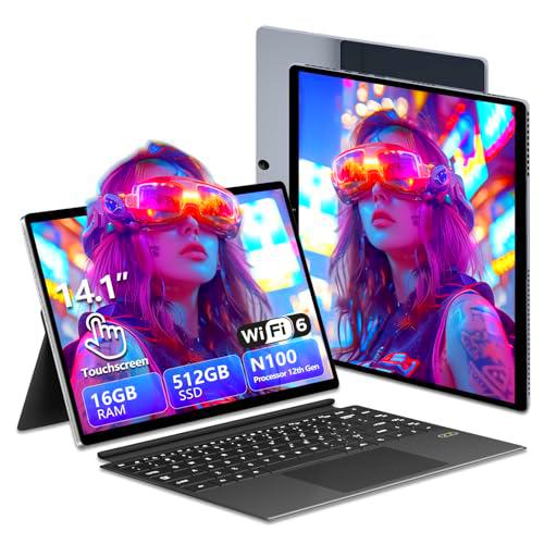 Ordenador Portátil 2-en-1 16GB RAM + 512GB SSD, PC Portatil N100 CPU
