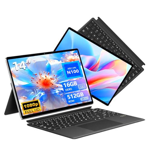 Tunhail Portátil 2 en 1 de 14 Pulgadas, Laptop Alder Lake-N100 CPU de hasta 3,40 GHz