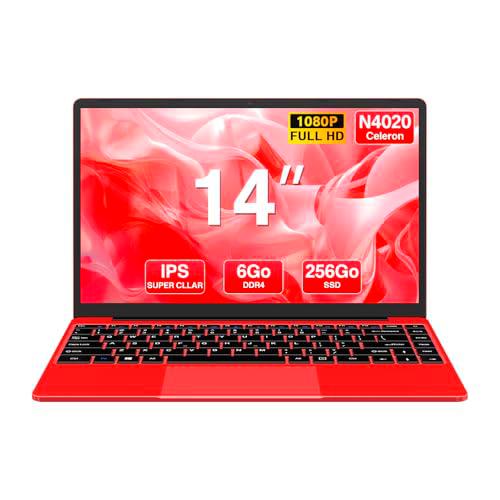 Ordenador PC portátil 256GB 14 Pulgadas Win11 SSD Expansible 1to Almacenamiento Celeron N4020 Laptop Up to 2.8Ghz 2.4G+5G Wifi 1080p HDMI Bluetooth Ratón Inalámbrico &amp; Azerty Membrana del teclado -