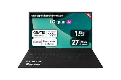 LG gram 15Z80T-G.AU75B Portátil 15&quot;, Windows 11, AMD Ryzen AI 7
