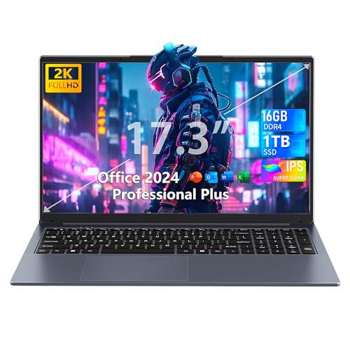 Fsjun 【Office 2024 / Win11 Pro】 Portátil de 17,3 pulgadas