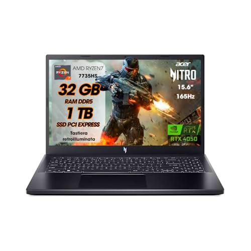 acer Nitro V15 PC Gaming, Notebook Gaming AMD RYZEN7 7735HS