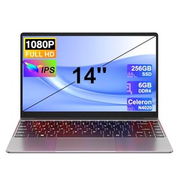 NOTODD Ordenador portátil, 6 GB RAM+128 GB Soporte de extensión SSD 1TB PC portátil 14 pulgadas Win11 Celeron N4020 2.4+5G WiFi BT4.2 Mini HDMI y AZERTY Teclado Membrana-Gris