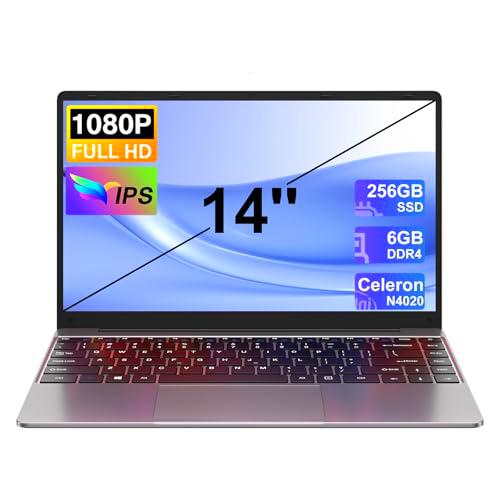 NOTODD Ordenador portátil, 6 GB RAM+128 GB Soporte de extensión SSD 1TB PC portátil 14 pulgadas Win11 Celeron N4020 2.4+5G WiFi BT4.2 Mini HDMI y AZERTY Teclado Membrana-Gris
