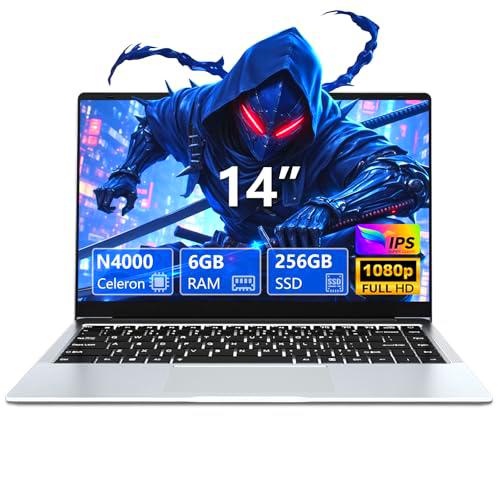 Ordenador Portátil Win 11 Pro, 14.1 Pulgadas PC Portátil 6GB RAM 256GB SSD