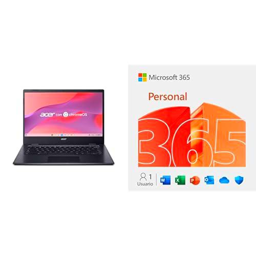 acer Chromebook 314 | 14" FullHD LCD | Intel N4500 | 4GB RAM | 128GB SSD | ChromeOS | QWERTY Español + Microsoft 365 Personal | 12 Meses | Apps Office con IA