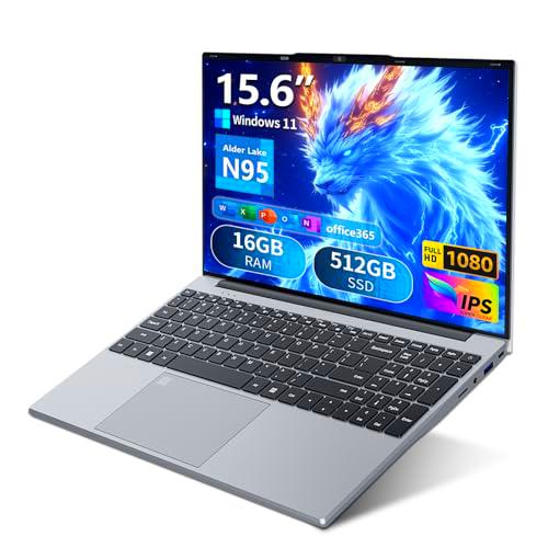 Ordenador Portátil Win 11, 15,6 Pulgadas Portátil 16GB RAM 512GB SSD