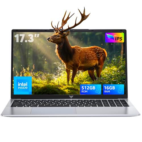 ACEMAGIC Ordenador portátil de 17,3 pulgadas, 16 GB DDR4 512 GB SSD