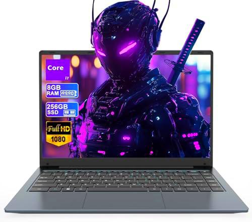 PINSTONE - Ordenador portátil Core i7 (up to 3,1 GHz) 14,1 pulgadas FHD IPS Computer 8GB RAM 256GB SSD Laptop PC WiFi5 Bluetooth4.2 USB3.0 * 3 PC portátil interfaz Ethernet puerto HDMI duración 4500