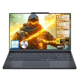 15,6inch Ordenador Portátil, Win 11 PC Portatil 16GB DDR4 512GB SSD