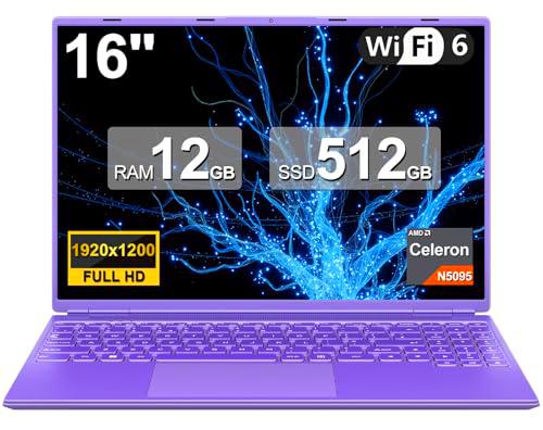 PC portátil 16 pulgadas Ordenador portátil Win11 12+512GB SSD Expansión 1TB N5095 hasta 2.9Ghz
