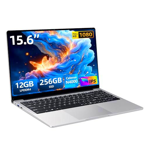 Ordenador Portátil 15,6 Pulgadas, 12 GB RAM LPDDR4 256 GB SSD Celeron N4000 procesador Laptop