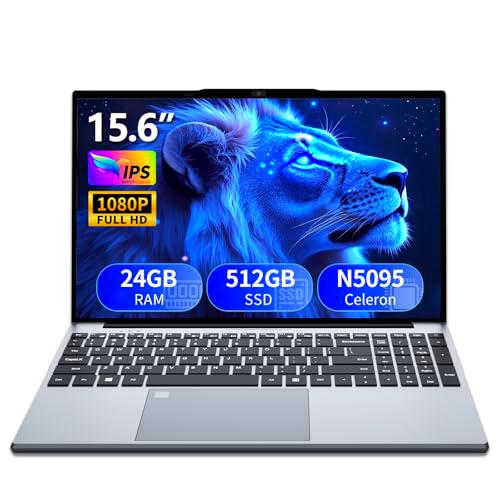 Ordenador Portátil 15.6 pulgadas, 24GB RAM 512GB SSD Procesador N5095 Gráficos UHD PC Portatil
