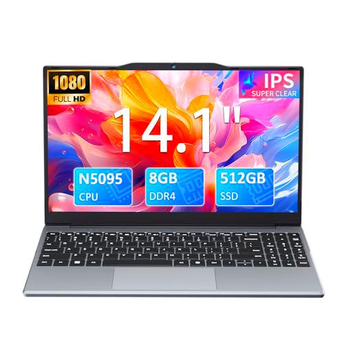 Auusda Ordenador portátil de 14 pulgadas, Quad-Core N5095 (hasta 2,9 GHz)