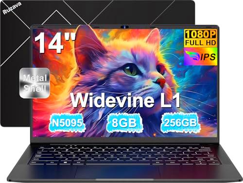 Ordenador Portátil 14 Pulgadas Celeron N5095 hasta 2,9 GHz Win11 8GB RAM 256GB SSD Expansión 1TB 5G WiFi 1920x1080 FHD BT4.2 HDMl USB 3.0 Portatil Pc con Mouse Cargador Teclado QWERTY Inglés