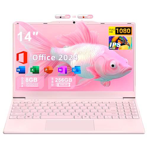 Fsjun Office 2024/Win11 Pro: teclado numérico rosa de 14 pulgadas