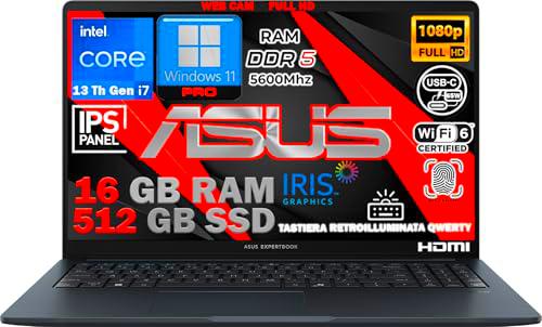ASUS Notebook ExpertBook 15,6" Intel Core i7 13ª Gen 10-Core hasta 5GHz