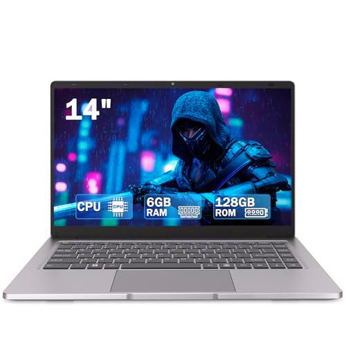 PINSTONE - Ordenador portátil de 14 pulgadas Celeron N4000 6+128GB SSD Soporte expansible 2.4G+5G Dual WiFi Bluetooth 5 HDMI 1366 x 768 Ratón y membrana de teclado AZERTY