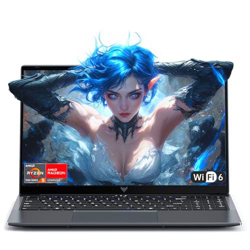 Tivique Ordenador Portatil Gaming 15.6 Pulgadas 16GB RAM+512GB SDD NVMe PCIe 3.0 SSD Soporte 4TB Expansión SSD,Procesador Ryzen5 7430U