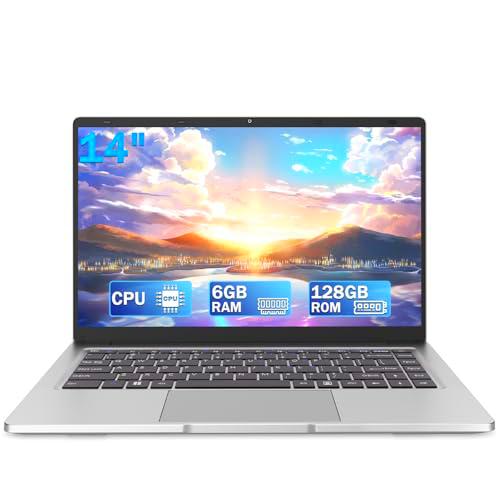 Ordenador portátil de 14 pulgadas, 6 GB RAM 128 GB SSD ordenador de doble núcleo 1366 x 768 pantalla HD