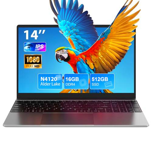 Ordenador Portatil 14 Pulgadas, Win11 PC Portátil 16GB RAM 512GB SSD N4120 CPU