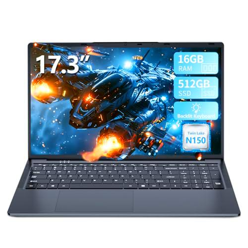 Portátil 17,3 Pulgadas,Twin Lake N150 CPU Ordenador Portátil 16GB RAM 512GB SSD
