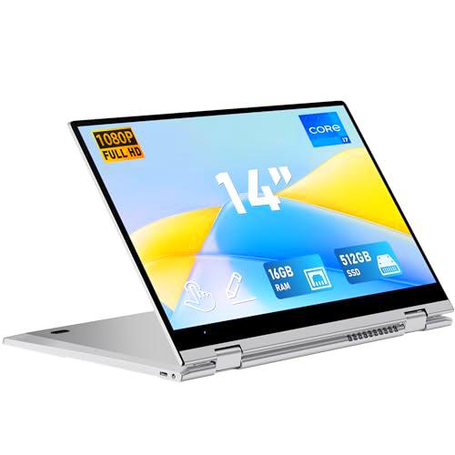 FUNYET Laptop 2 en 1, Win 11 PC Notebook Procesador Core i7-1265U ，Yoga Laptop de 14 Pulgadas，16GB RAM 1TB SSD