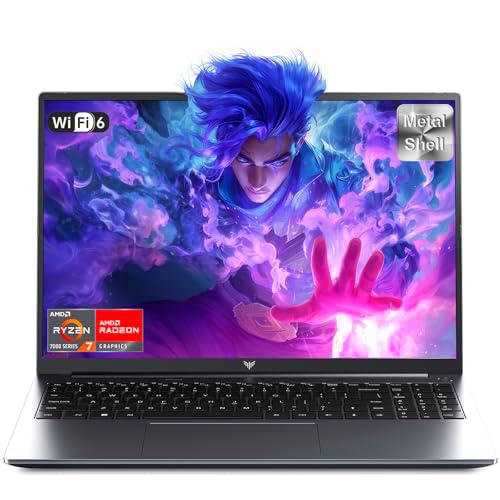 TIVIQUE Ordenador Portátil Gaming,Ryzen 7 7735HS,hasta 4,8 GHz,Pantalla FHD de 16 Pulgadas,16 GB de RAM DDR5 a 4800 MHz,SSD de 512 GB,Teclado Retroiluminado,WiFi-6