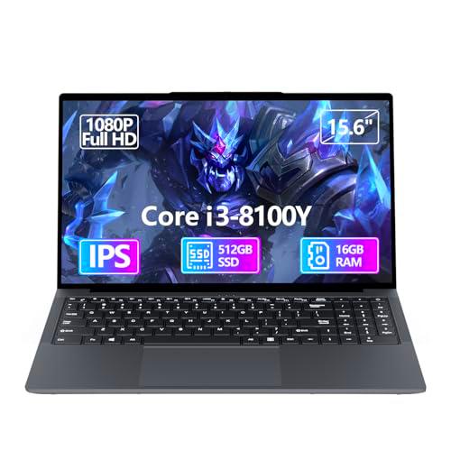 KAQIMOCI 15,6 Pulgadas Ordenador Portátil Core i3-8100Y 16GB RAM 512GB SSD