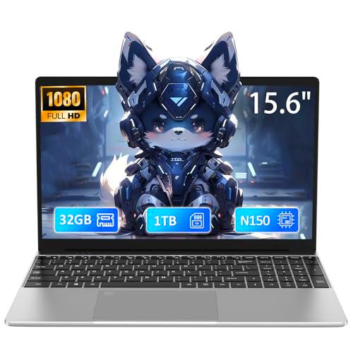 Auusda - Ordenador portátil ultrafino de 15,6 pulgadas | Pantalla IPS Full HD | Procesador Celeron N150 3,40 GHz | Doble almacenamiento 1 TB + 32 GB | Teclado retroiluminado + Autonomía de larga